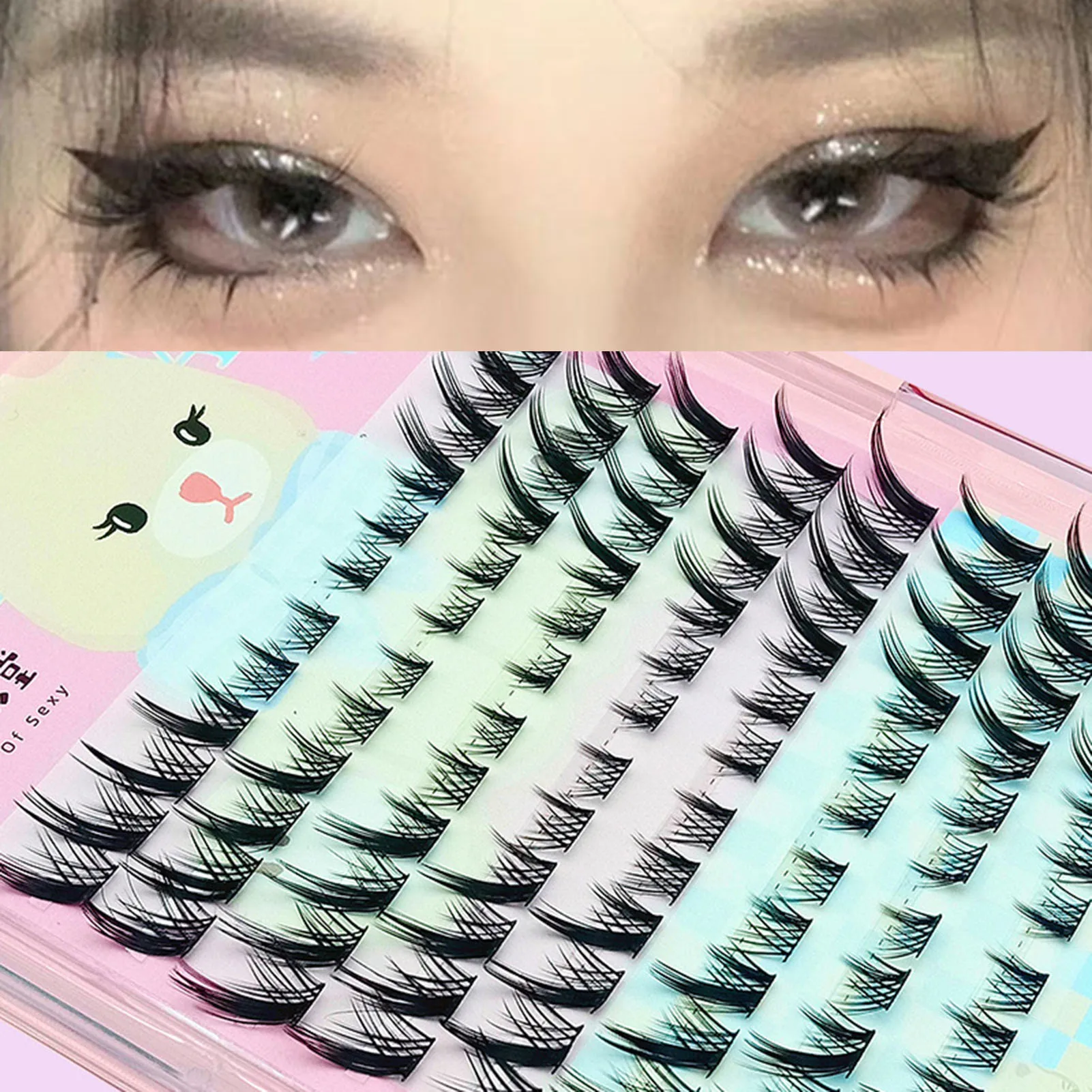 Cat Eye Lashes Cluster false eyelash extension DIY makeup Cosplay individual False Eyelashes Professional Salon Use