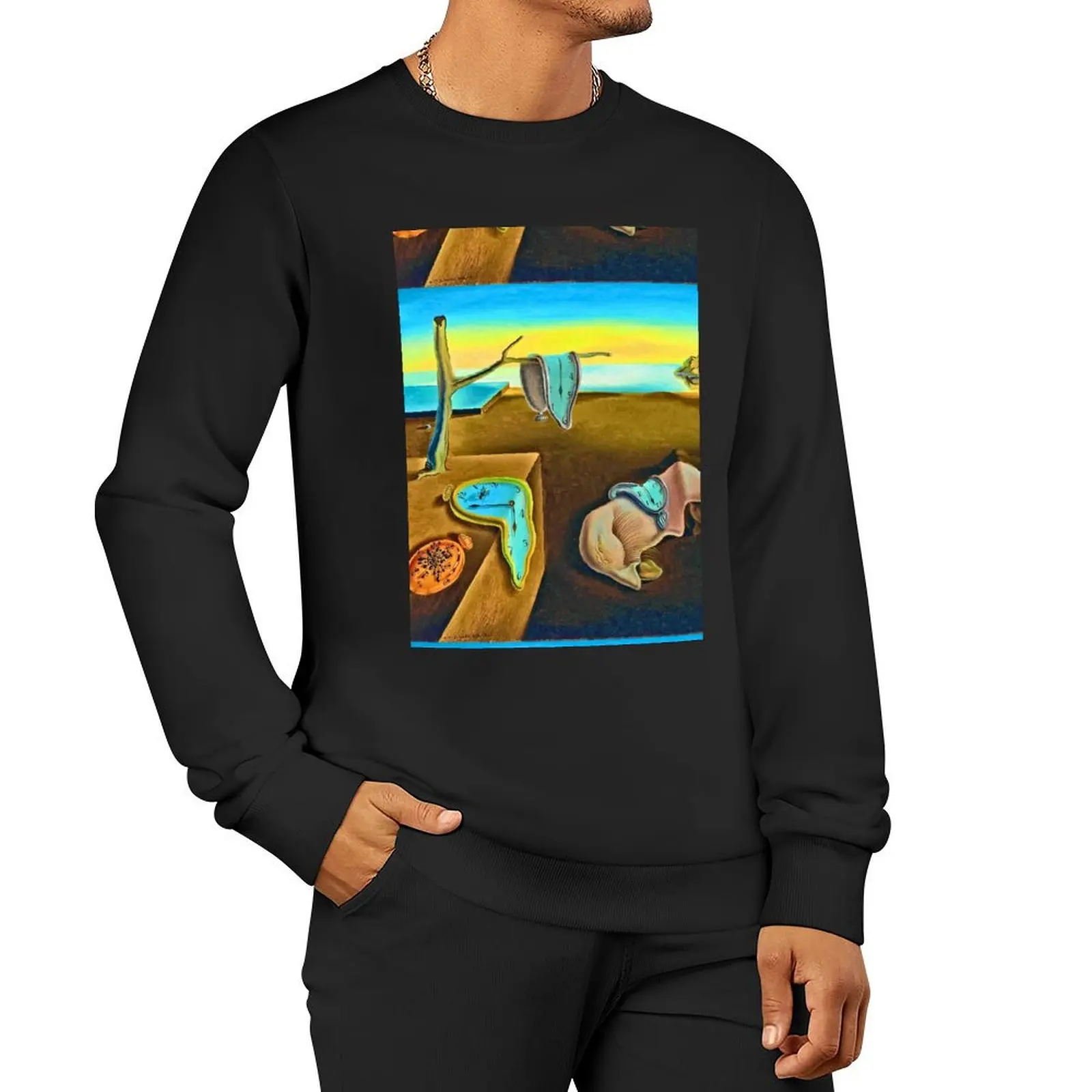 

The Persistence of Memory by Salvador Dalí (vibrant) Pullover Hoodie men wear sweatshirts for men