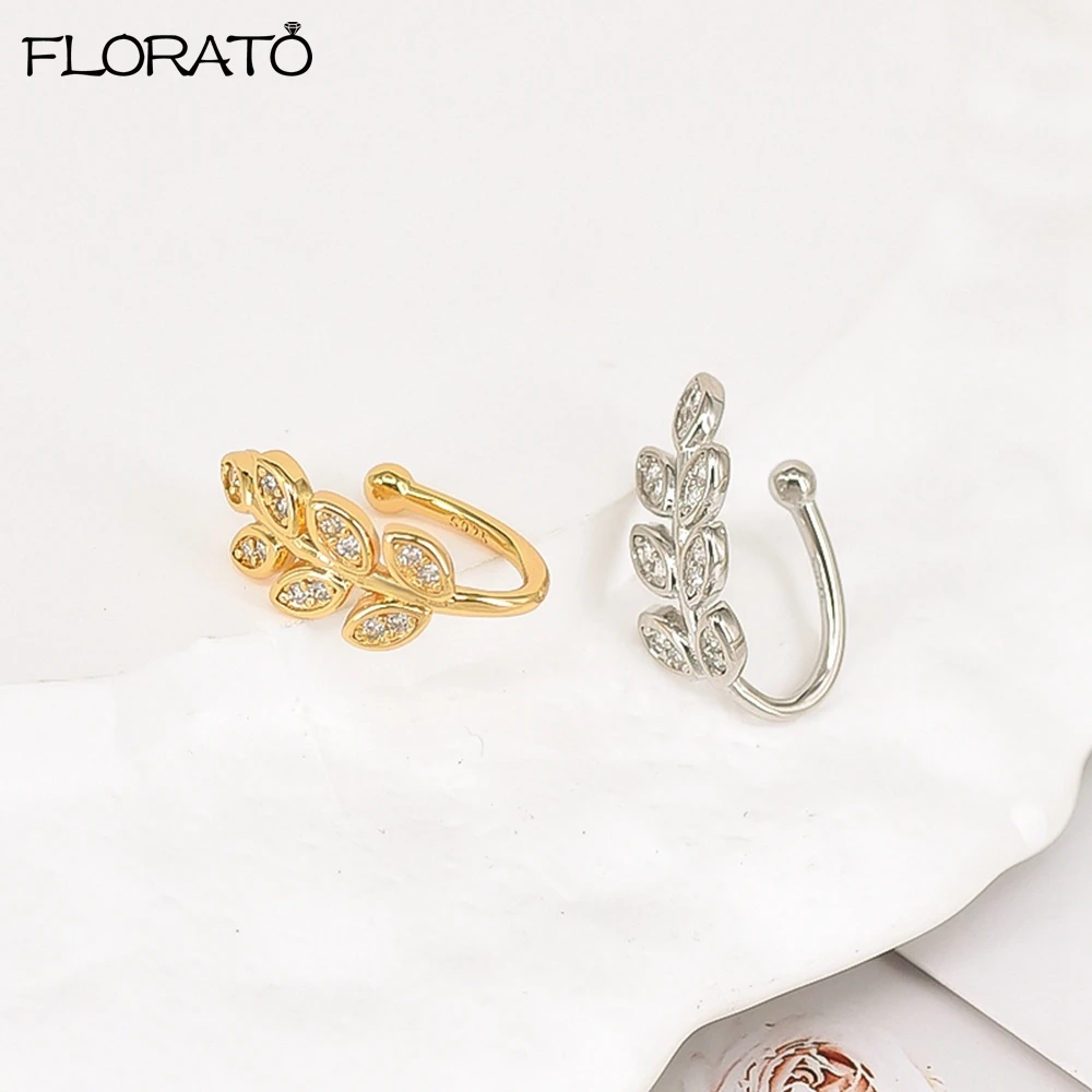 2025 New Gold Color Leaves Clip Earrings for Women Men Creative Simple C Ear Cuff Non-Piercing Ear Ear Clip Trend Jewelry Gift view 2