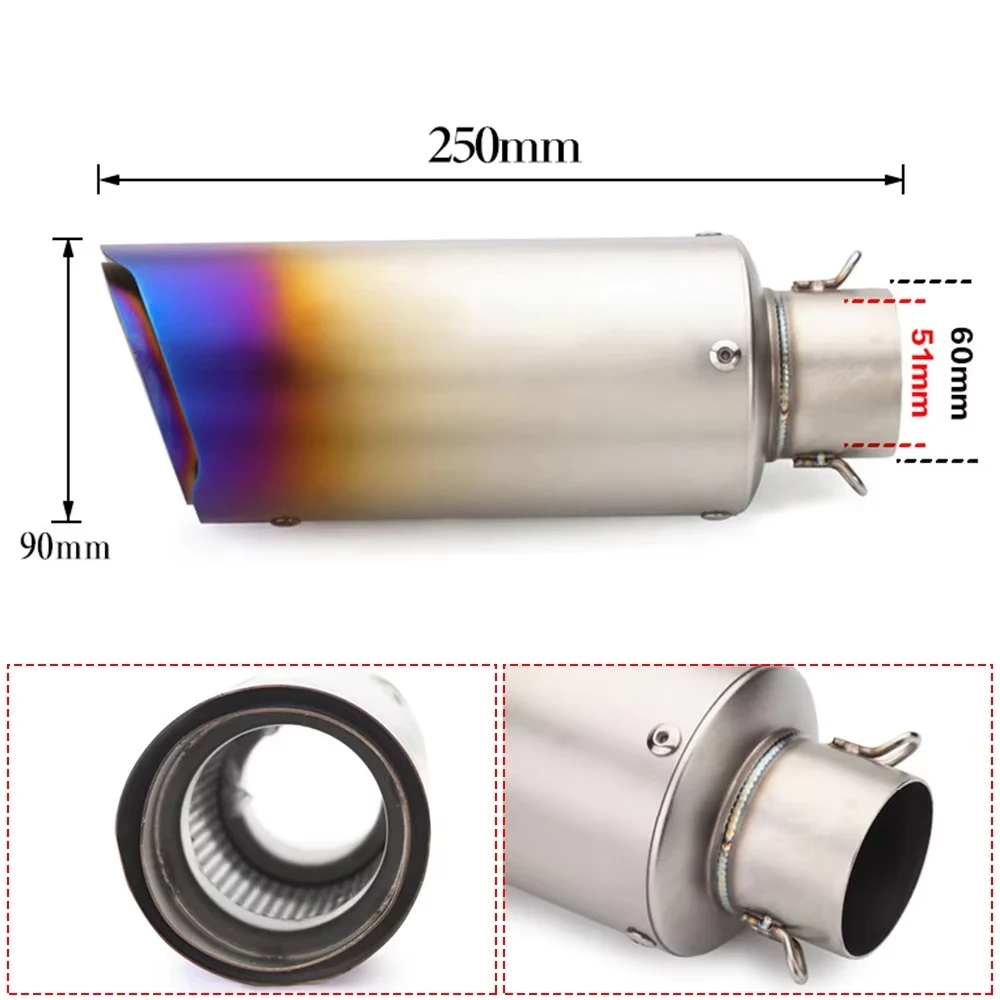 High - Efficiency Muffler for Yamaha FZ6 R3 Ninja 400 CBR650R GSXR 600 Duke 125 Motorcycle Exhaust Pipe with Free Logo Sticker