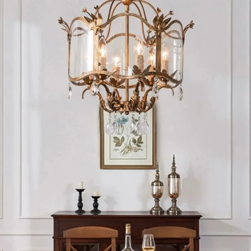 French Vintage Country Candle Chandelier Living Dining Bedroom Villa Rustic European Style LED Home