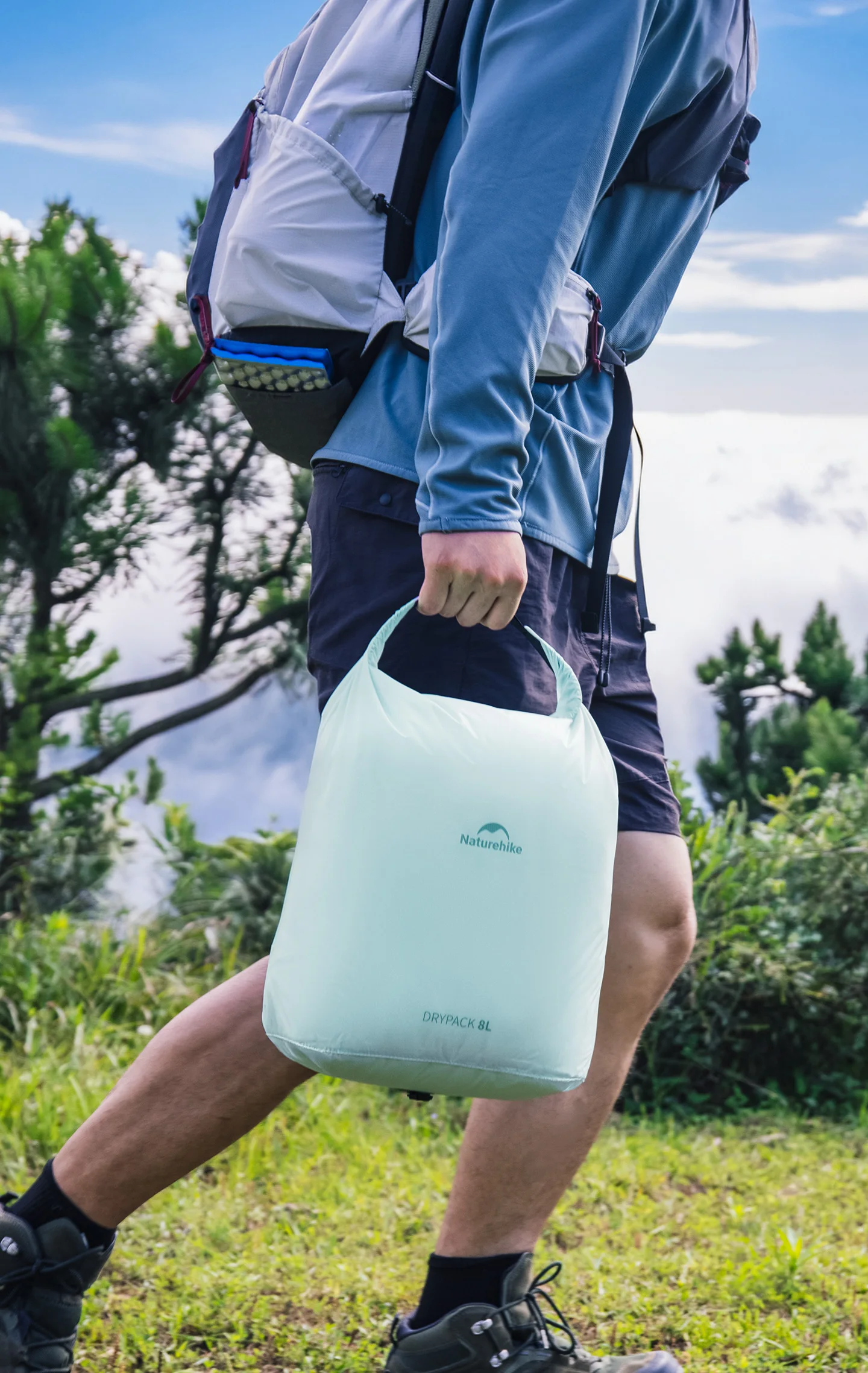 Naturehike Wasserdichte Trockentasche 4L 8L 12L 20L Nylon Trockentasche Camping Schwimmen Rafting Kajak Tasche Reise Wasserdichte Aufbewahrungstasche – Detail 1