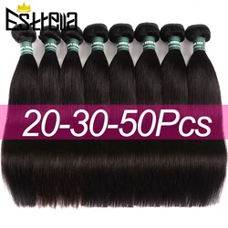 Mechones de cabello humano liso para mujer, extensiones de cabello Remy brasileño, venta al por mayor, 20, 30, 50