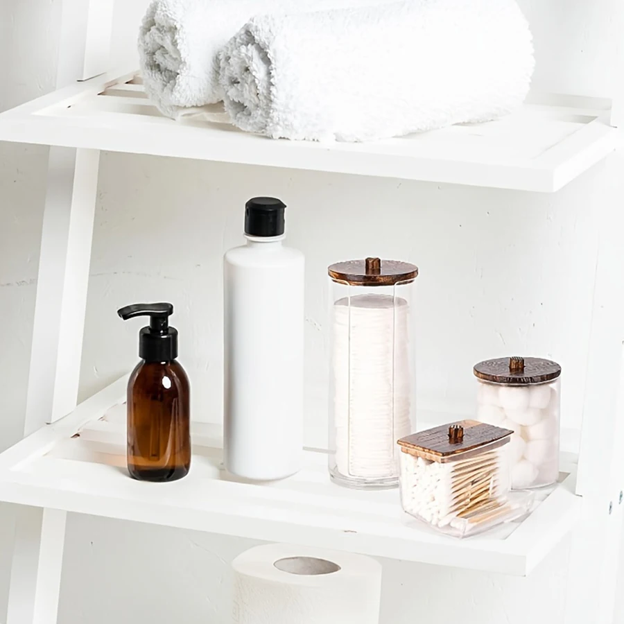 1/3er-Pack Wattestäbchen-/Wattepad-/Wasserfallknäuelhalter, Apothekerglas, transparenter Badezimmerbehälter, Spender zur Aufbewahrung, Badezimmer-Organizer – Detail 2