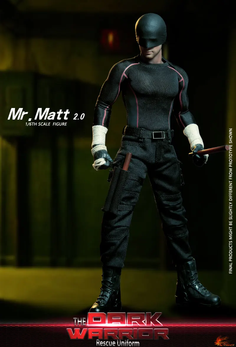 HOT HEART FD010 1/6 Mr. Matt The Dark Warrior Rescue Uniform Ver. Figure Model 12'' Male Soldier Action Body Doll Full Set Toy