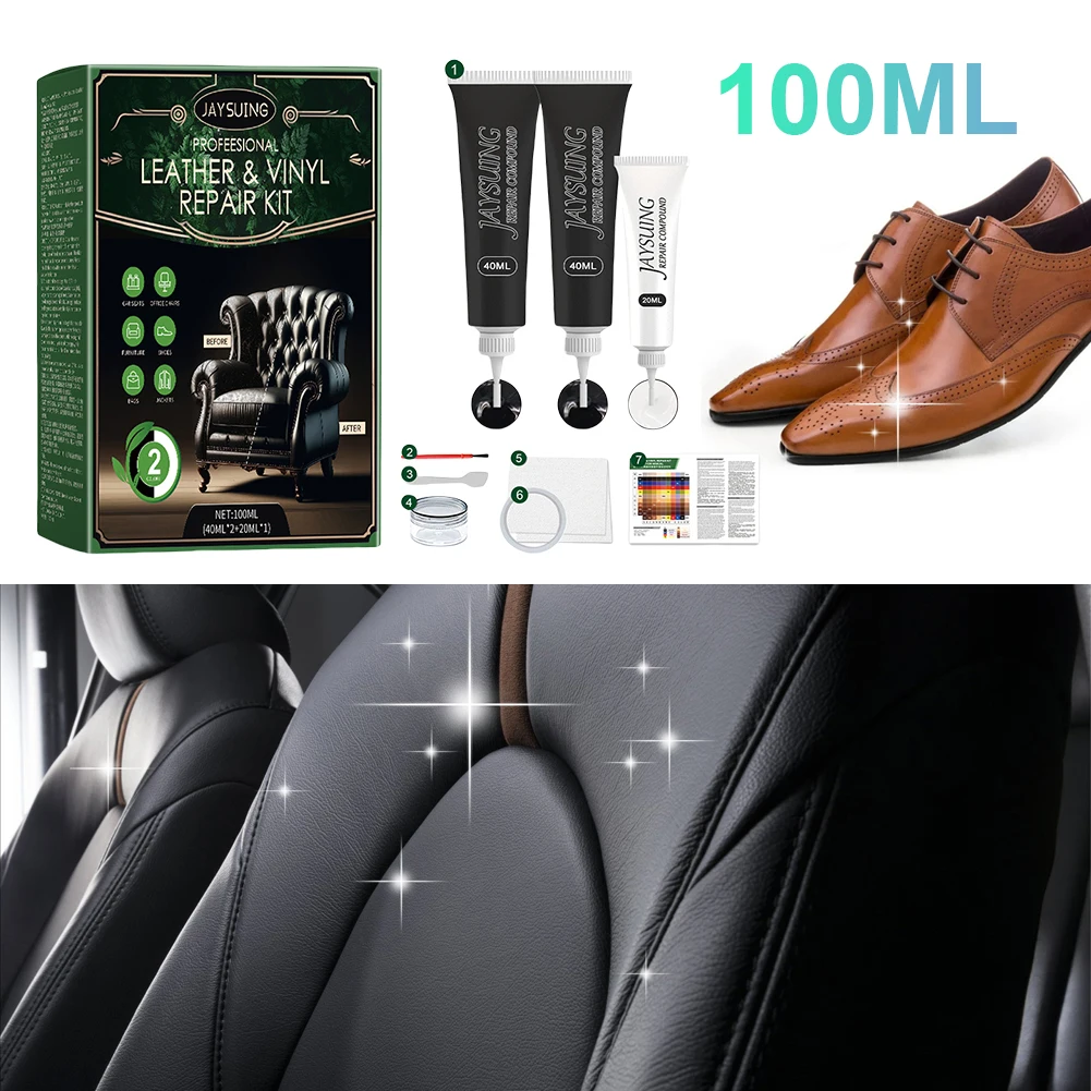 Car Leather Seat Repair Kit Black Leather Repair Kit Black Leather & Vinyl Repair Kit Restores Faux Artificial Genuine Pleather