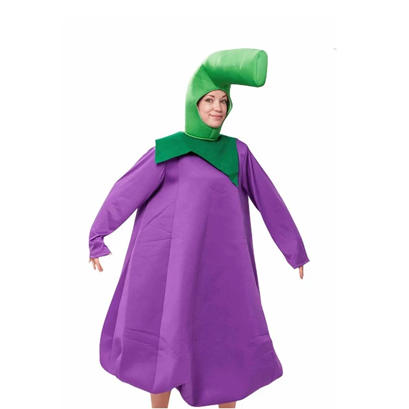 Unisex Women Food Eggplant Halloween Dress Up Aubergine Costume For Men