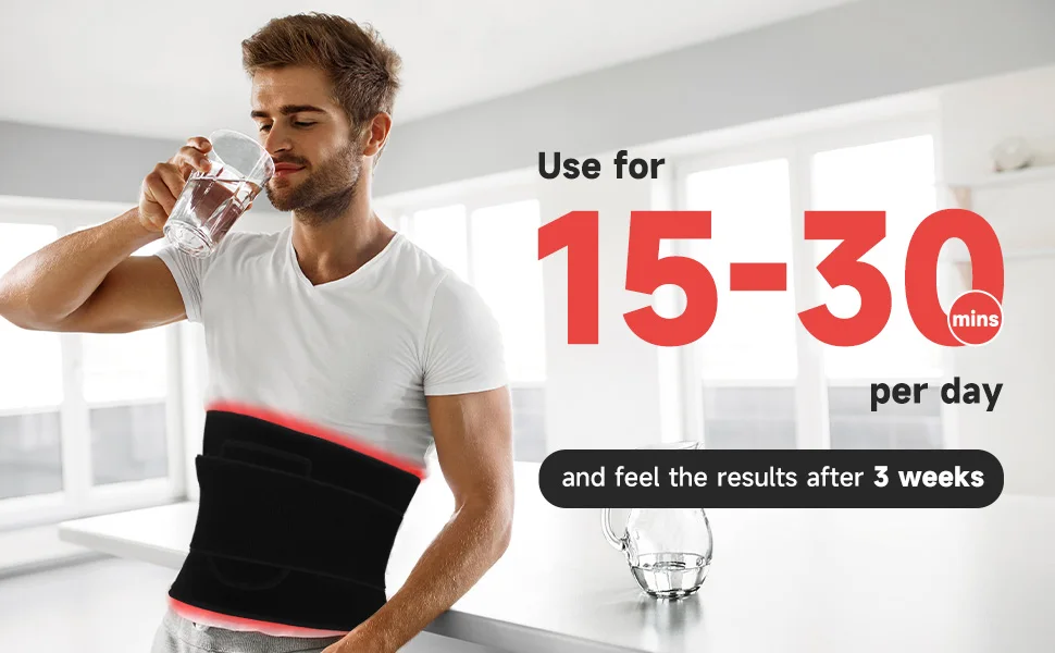 Black Red Waist Massager Light Belt with Infrared Physiotherapy Light Pad 120pcs Timing Control USB Powered 1 Year Warranty