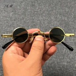 Gafas De Sol redondas Punk Vintage para mujer, lentes De Sol Retro para mujer, montura Ultra pequeña, estilo Hip Hop, gafas De Sol De Metal a la moda