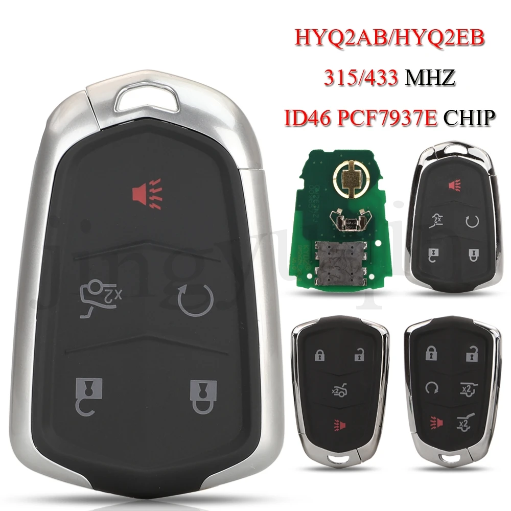 

jingyuqin 5PCS/Lot HYQ2AB HYQ2EB Remote Smart Car Key For Cadillac ATX XTS CTS CT6 ATSL ESV SRX Escalade 315/433MHZ ID46 Chip