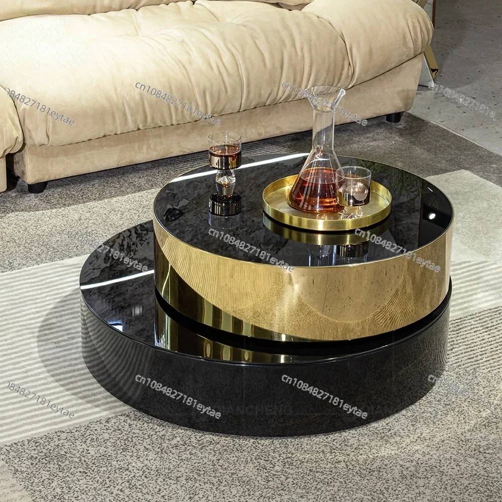 french contemporary coffee table multifunction mirror sitting room black gold tempering glass top smart coffee table