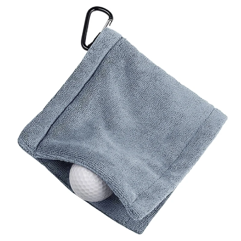 Water Absorption Clean Golf Club for Head Wipe Cloth Cleaner Square Microfiber Golf Ball Cleaning Towel with Carabiner H