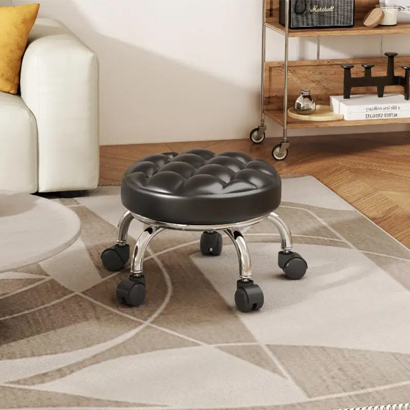 

Household Universal Wheel Small Low Stool Pulley Chair Shoes Children's Shoe Changing Stools Living Room Furniture Round Stool