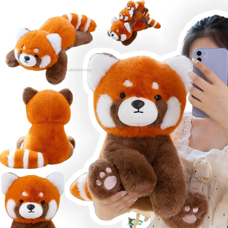 

Simulation Stuffed Animal Prone Posture Panda Raccoon Dolls Super Soft Toys Cartoon Baby Comfort Decor Christmas Birthday Gifts