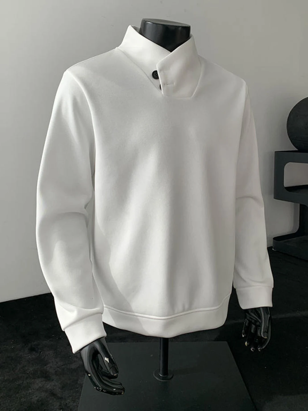 

White Fce Lined f High Collar Hoodl Sweatirt Men's Autumn Winter American Sle Long Sve T-irt Cleanfit oulder