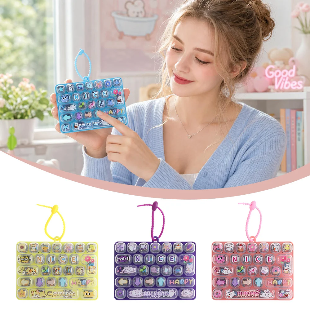 26 Keys Mechanical Keyboard Toy Clear Key Sounds Cartoon Animal Patterns Stress Relief Fidget Toy Creative Gift Toy