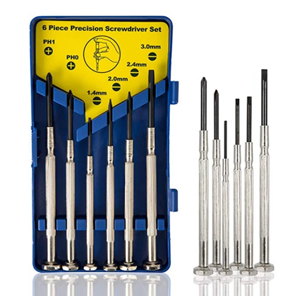 6 Piece Precision Screwdriver Set for Watch and Clock Watchmaker Hand Tool Repair Tools