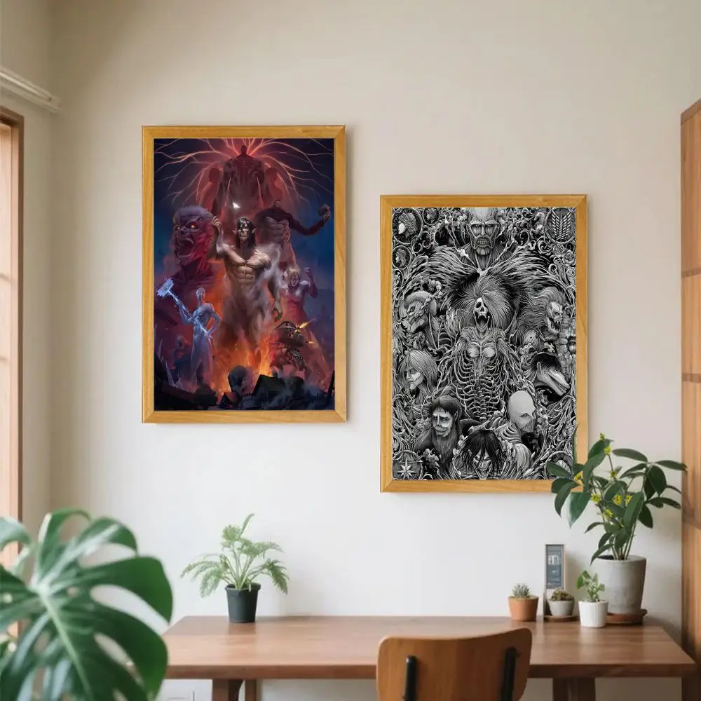A-Attack On Titan Poster HD Art Sticky Wall Waterproof Home Anime Movie Singer Living Room Bedroom Bar Aesthetic Decoration