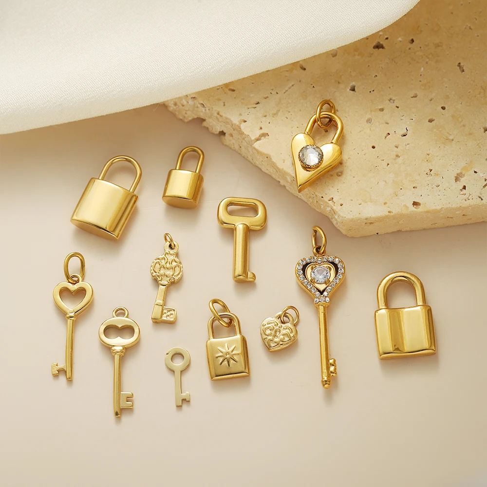 Schlüsselförmige Charms für die Schmuckherstellung, Zubehör, Herz-Liebes-Schloss-Anhänger für Halsketten, DIY-Anhänger und Charms