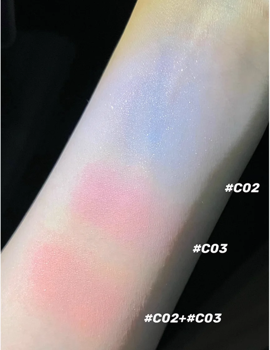 JOOCYEE Ombretto Crema Polvere Rosa portatile Rivestimento sovrapposto trasparente e trasparente Cosmetici per il trucco