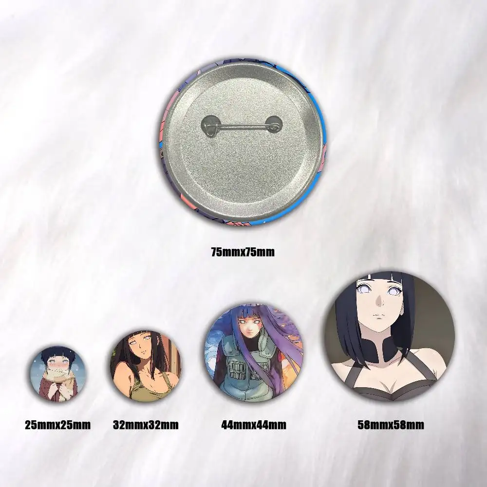 Anime Naruto Hinata Hyuga Badge Tinplate DIY Backpack Clothing Accessories Jewelry Pins