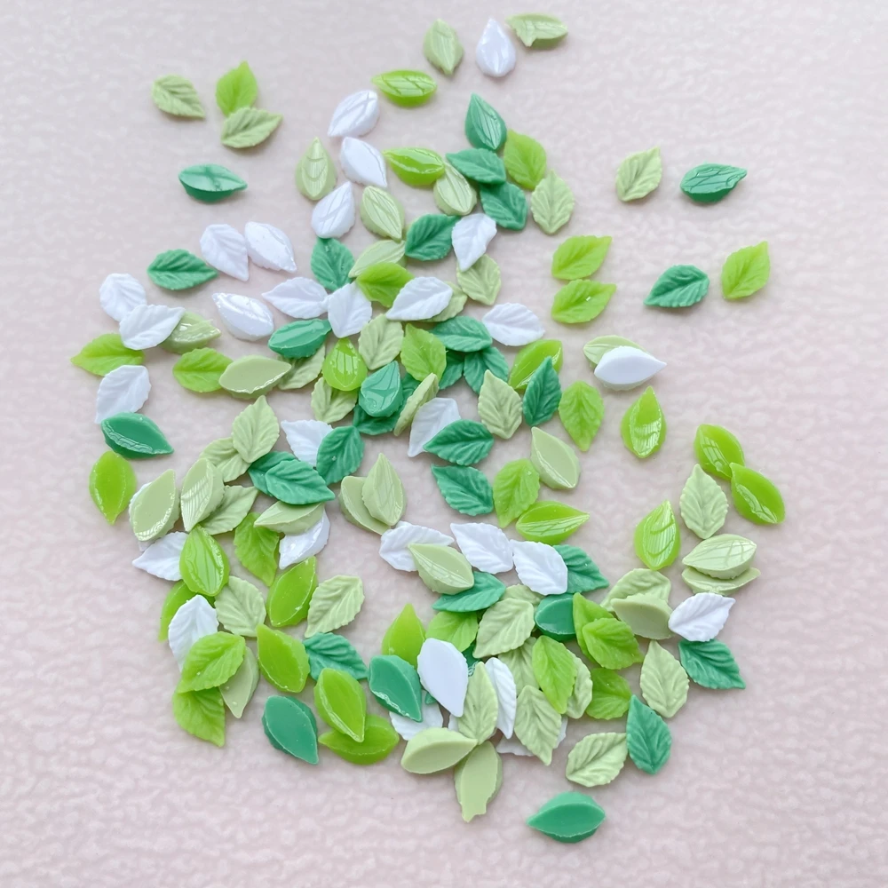 200Pcs New Cute Resin Mini Small Leaves Flatback Jewelry Making Manicure Hairwear Accessories