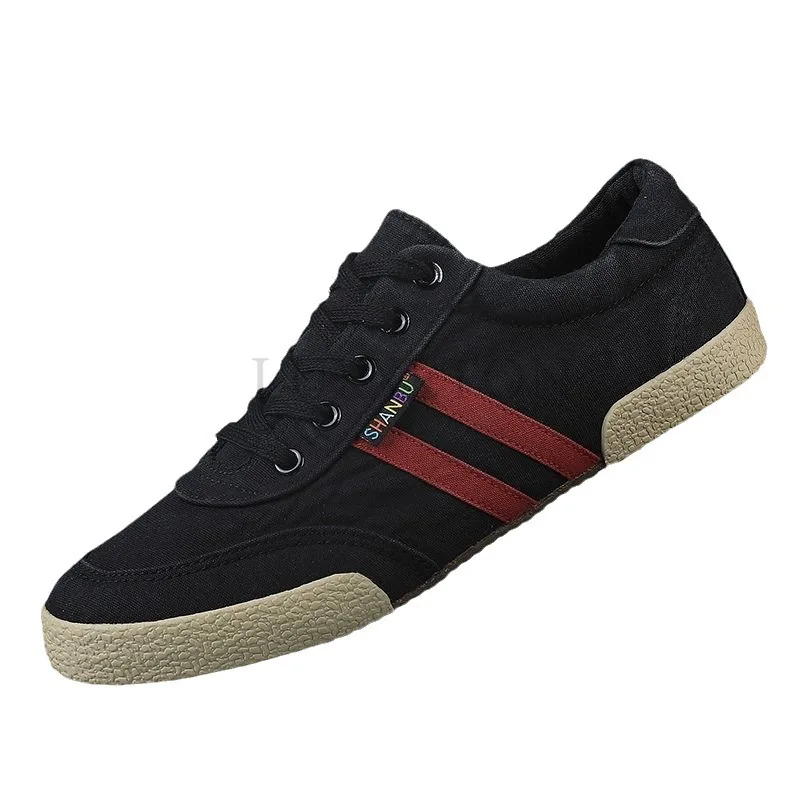 Spring and Summer Casual Men\'s Canvas Shoes Low-top Lace-up Men\'s Cloth Shoes Fashion Trend Men\'s Shoes Board Shoes Men