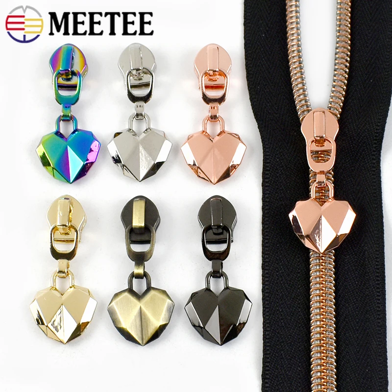 5/10Pcs 5# Meetee Zipper Slider for Nylon Zippers Closures Bags Clothes Zips Puller Head Zip Repair Kit DIY Sewing Accessories