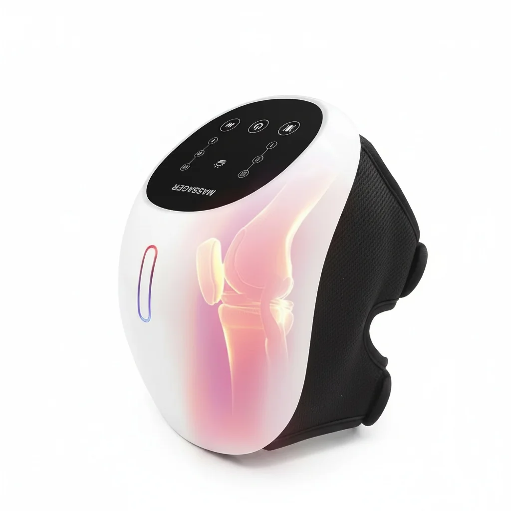

Cordless Knee Massager, Red Light Heat Therapy Vibration Joint Massager, Heated Knee Brace, Pain Relief for Stretching