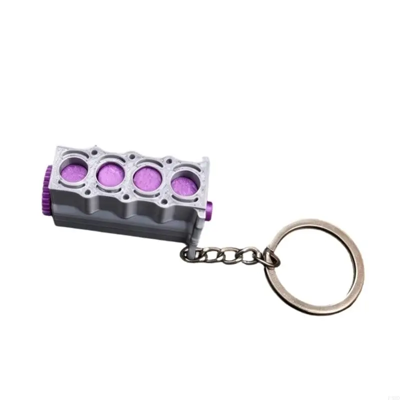  Collectible Metal Look Engine Keychain with Working Piston Mechanism for Fidgets