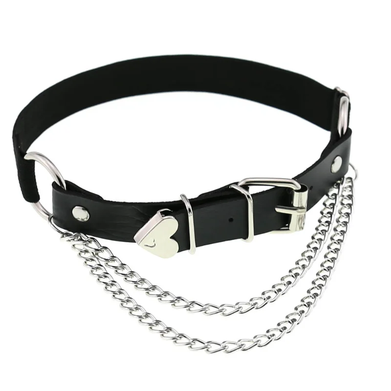 EagleKu Punk Gothic Irregularity Sex Appeal Elasticity Bind Garters Leg Chain Leg Ring Leather Metal Chain Adjustable Sock Clip