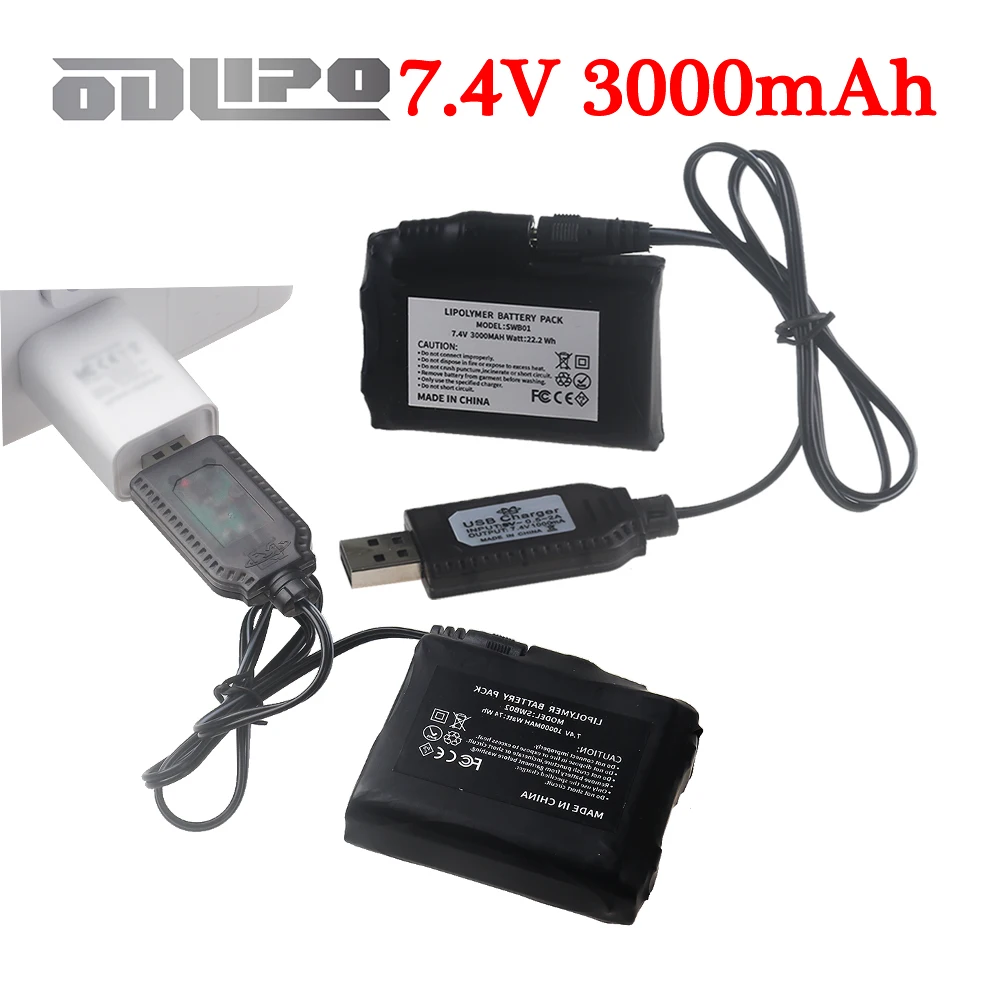 New 7.4V 3000mah Heated Gloves Battery Polymer Lithium Battery for Heating Vest, Socks, Winter Antifreeze Heating Battery