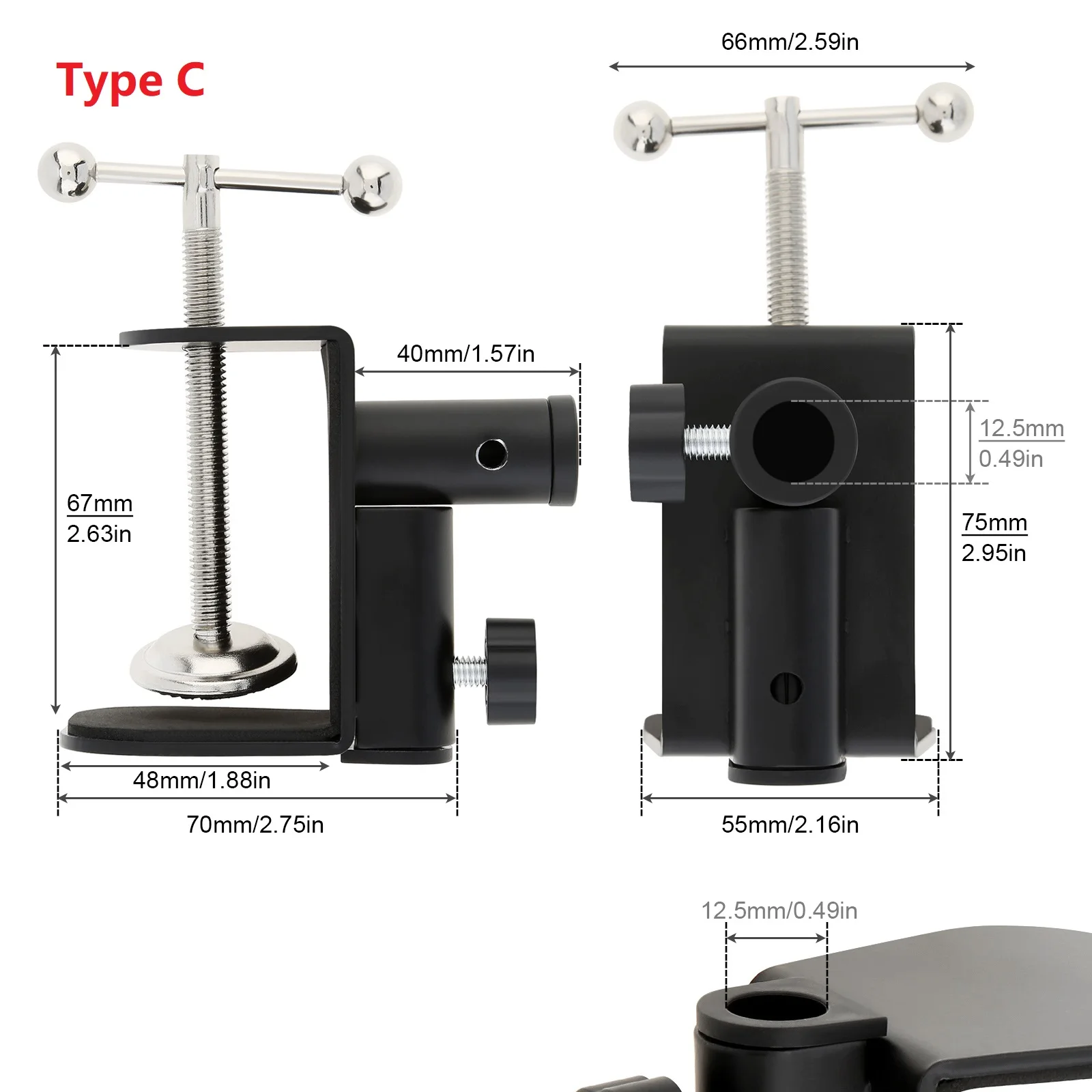 2-IN-1 Heavy Duty Table Mount Clamp Metal Desk Clamp Mic Clamp Holder for Microphone Suspension Boom Scissor Arm / Desk Lamp