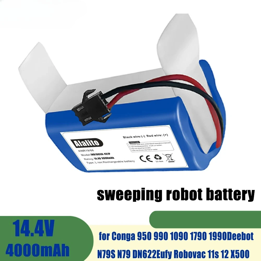 

14.4V High Capacity Replacement Battery for Ecovacs Deebot N79 N79S DN622 Conga 990 1090 Vacuum Cleaner