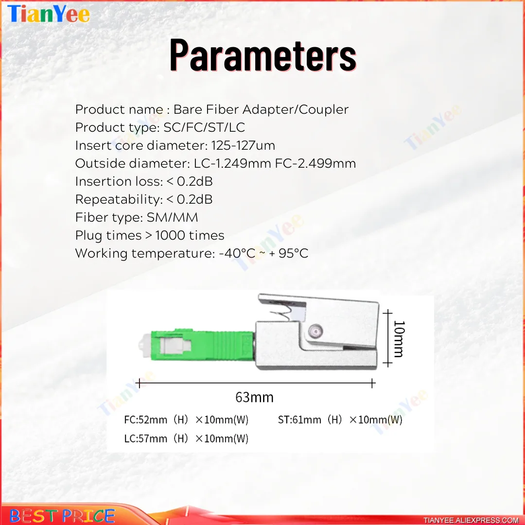 Brand New Bare Fiber Coupler FC SC ST LC UPC Square Round Adapter Flange Temporary succeeded OTDR Test Coupler