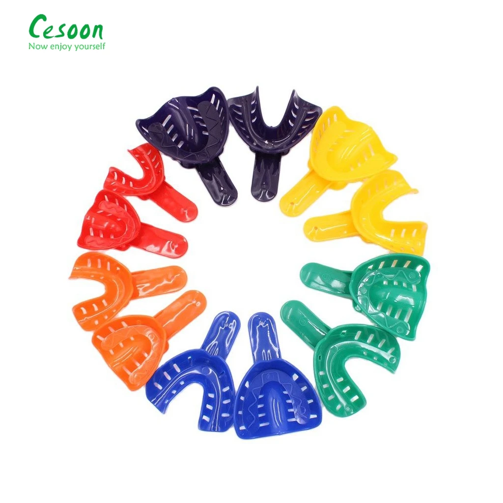 12Pcs/Set Dental Impression Tray For Adult/Children Plastic Materials Teeth Holder Removable Dental Clinic Lab Equipment 6 Sizes