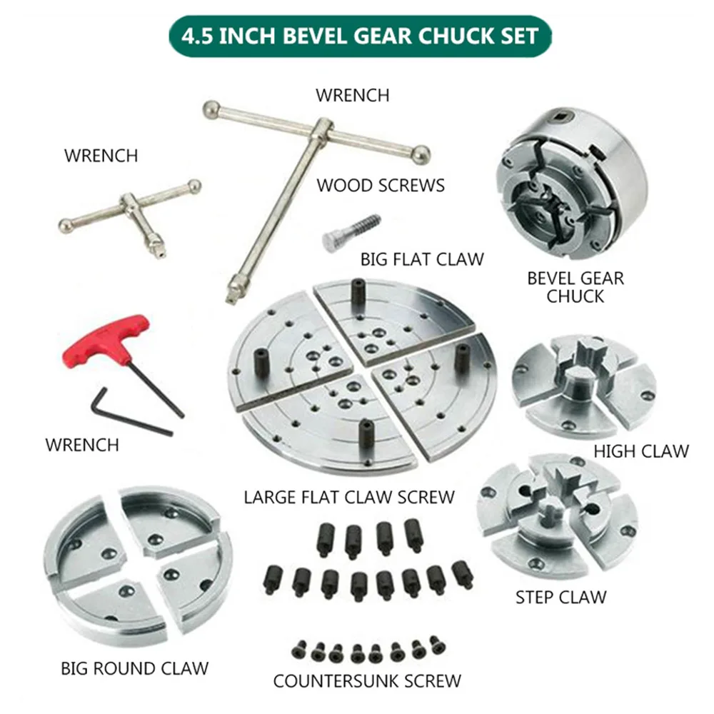 

4.5 inch Bevel gear chuck set Woodworking lathe