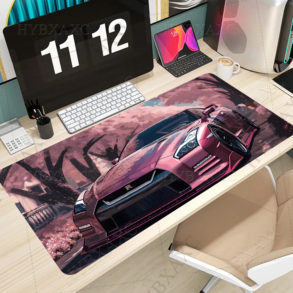 GTR Sports Car Mouse Pad XL Gaming Accessories Office Gamer Keyboard Desk Mat Non-Slip Laptop Large Pink Cherry Blossom Mousepad