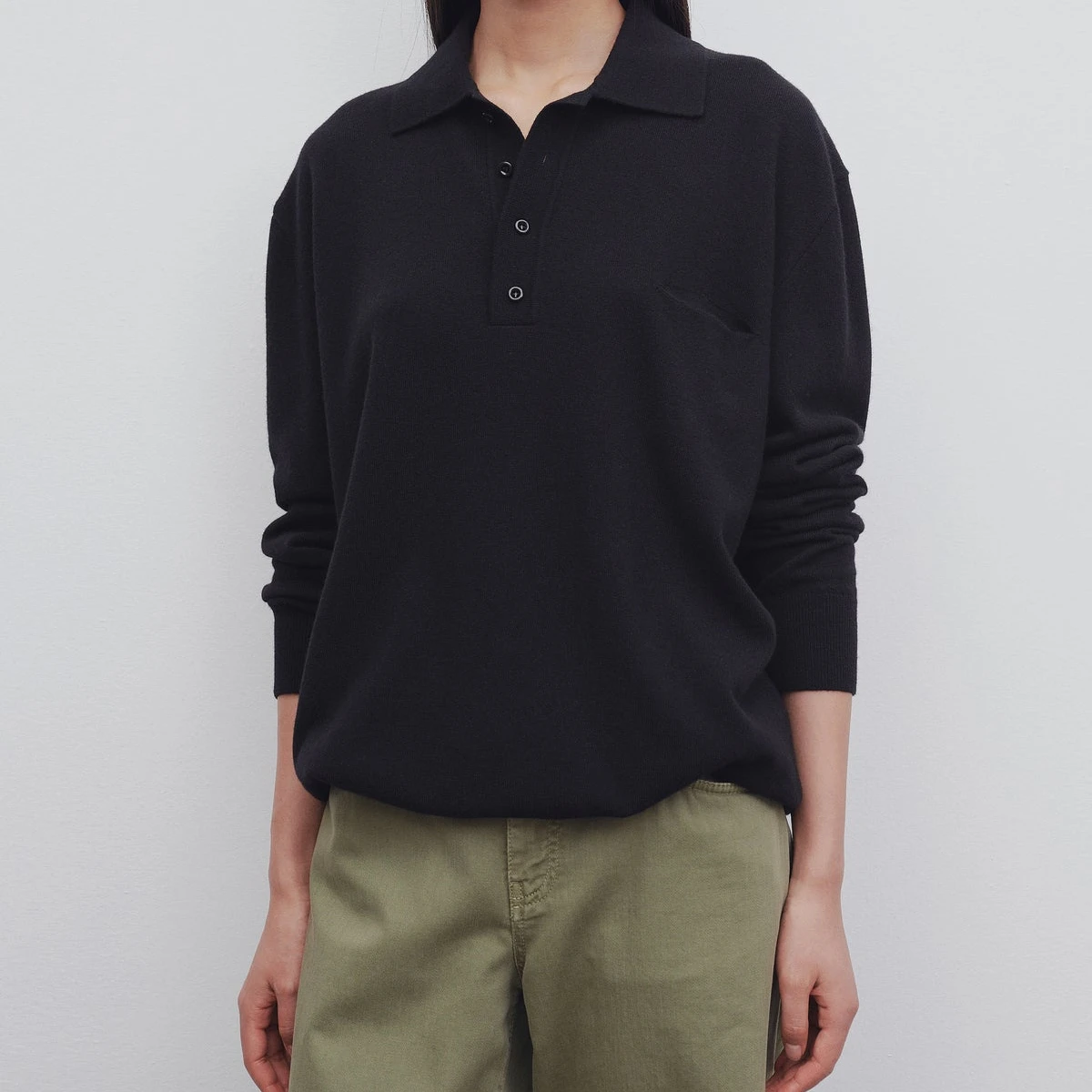 

2023 New Autumn and Winter Pocket Design Pure Cashmere Collar Loose Knitted Pullover