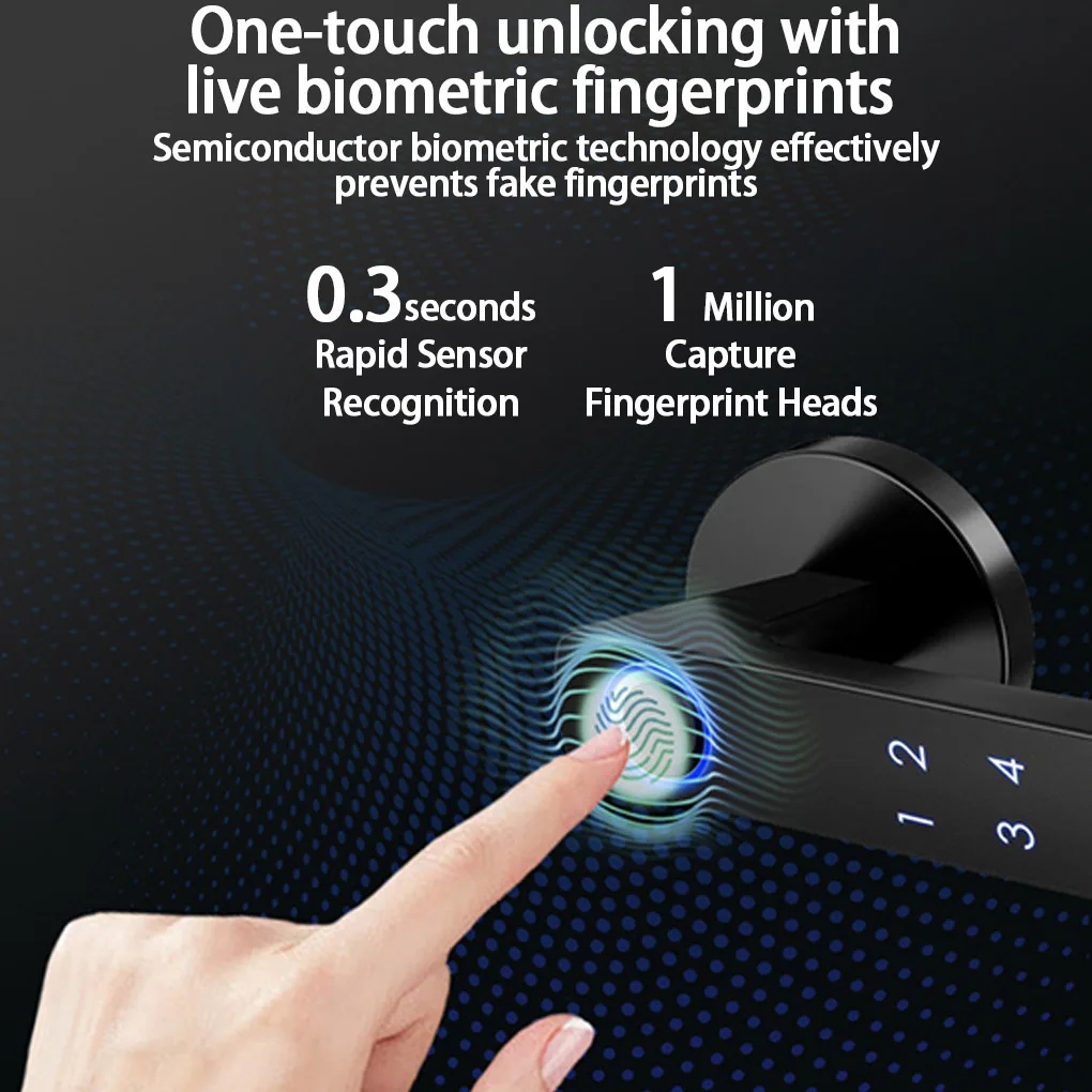 Metal Smart Door Locks Advanced Security For Bedroom Door Finger Print Door Handle Bedroom Door Lock