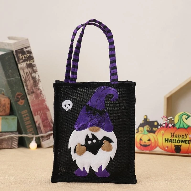 97QC Halloween Candy Bag Linen Pumpkin Witch Portable Gop Divorice Ducket for New Sheel Holiday Festival Party Gift