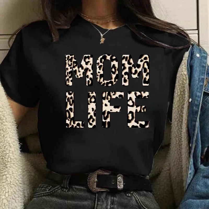 Momlife Skull Head Leopard Print Women T Shirt Short Sleeve O Neck Loose Women Tshirt Ladies Tee Shirt Tops Camisetas Mujer