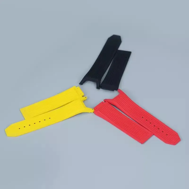 

Original Red Yellow Black Silicone Rubber Watch Strap Band Waterproof Sport Watchband For Hanboro Brand Model 995 Wristwatches