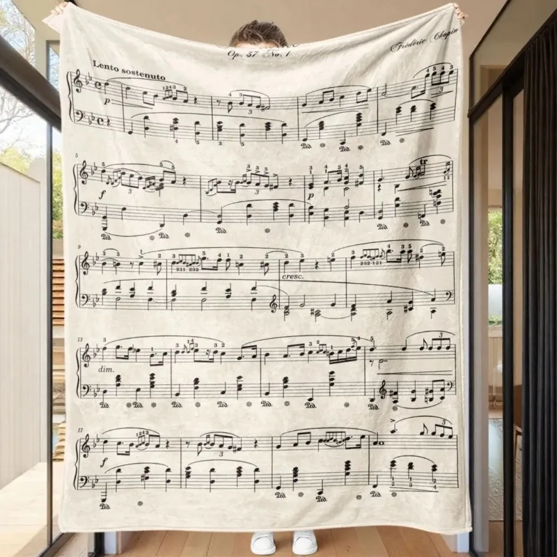 

Music score throw retro music note throw sofa camp nap comfortable blanket bedroom decoration