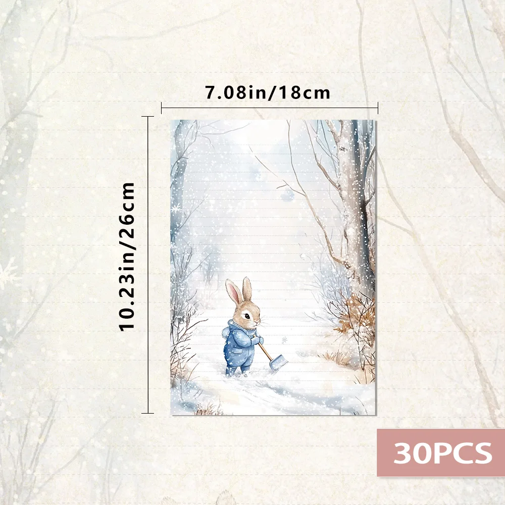 30 Sheets. B5 Winter Peter Rabbit Stationery, Lined Paper, No Adhesive, Suitable for Diaries, Notebooks, Memos, and Notes