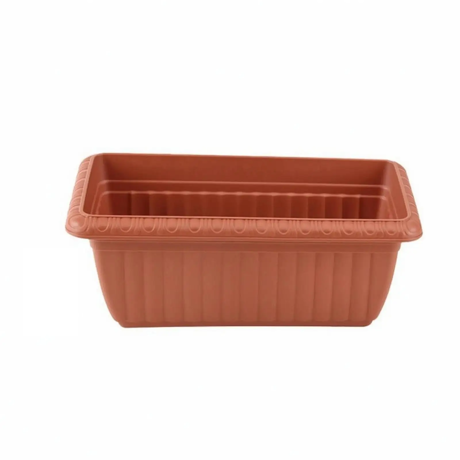 Rectangular Floor Planter with Drainage Insert Ribbed Planter with Decorative Rim Lightweight Plant Pot for Flower Displays,