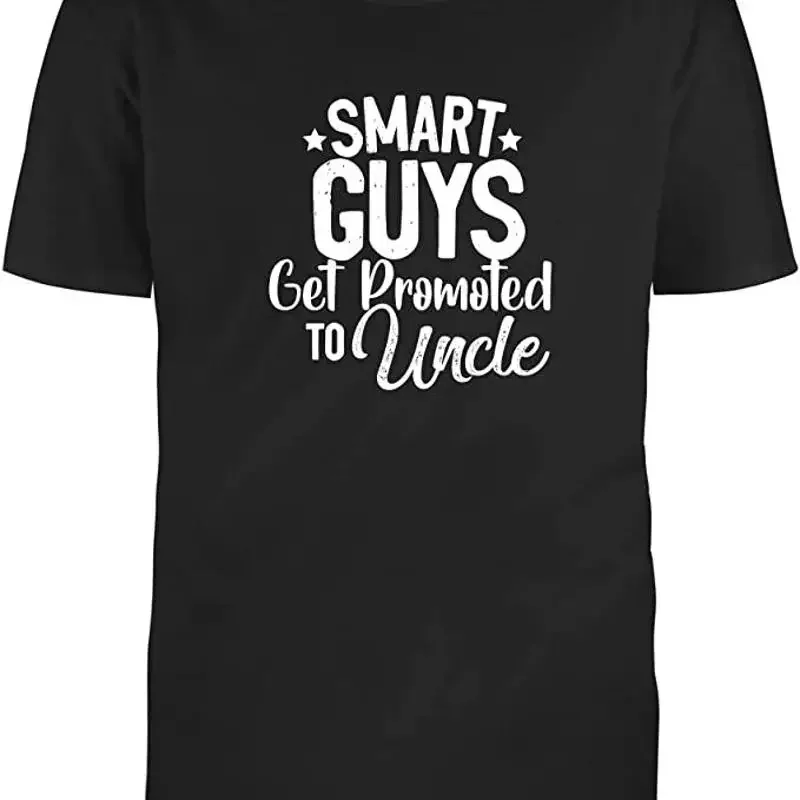 Men's Black Half Sleeves Cotton Smart Guys Get Promoted To Uncle Adult T Shirt