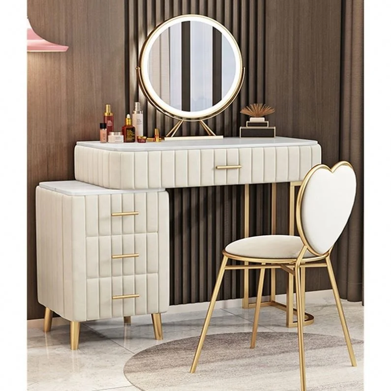 Simple Design Dressing Table and Chair Combination Bedroom Dressing Table With Drawers and Mirror