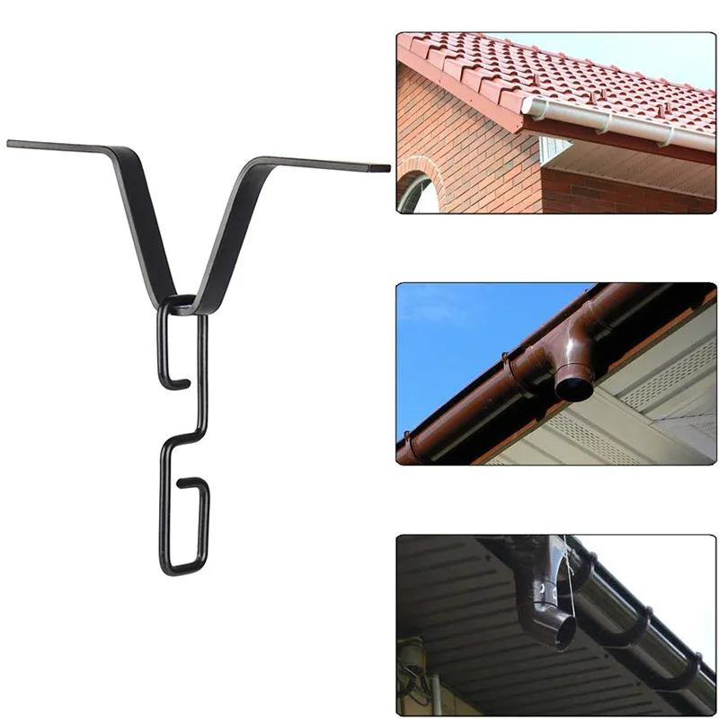 V-Type Gutter Rain Chain Anchor Clip Sturdy Downspout Pipe Mount Hook for Outdoor Drainage System Installation