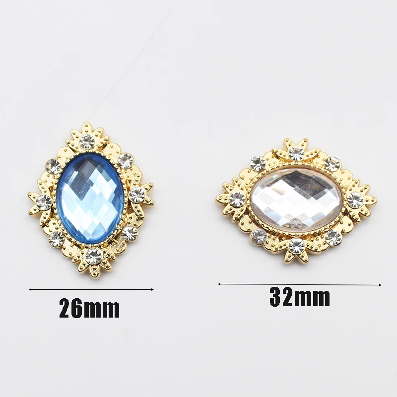 5pcs 25x32mm Rhinestone Flat Bottom Alloy Decorative Accessories For Gift Box Ribbon Clothing DIY Making Crafts